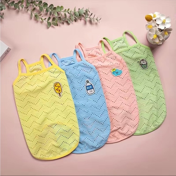SOLD❌ Spring Summer Puppy Cat Clothes Simple Sling Thin Breathable Mesh Pet Tank - Picture 2 of 10